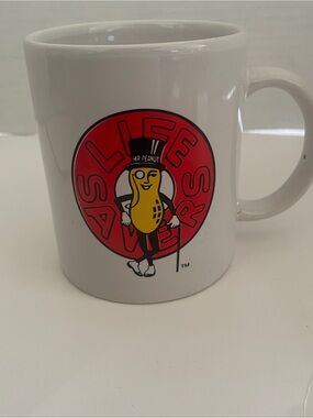 Mr. Peanut Life Savers White Ceramic Mug - Yellow & Red Logo